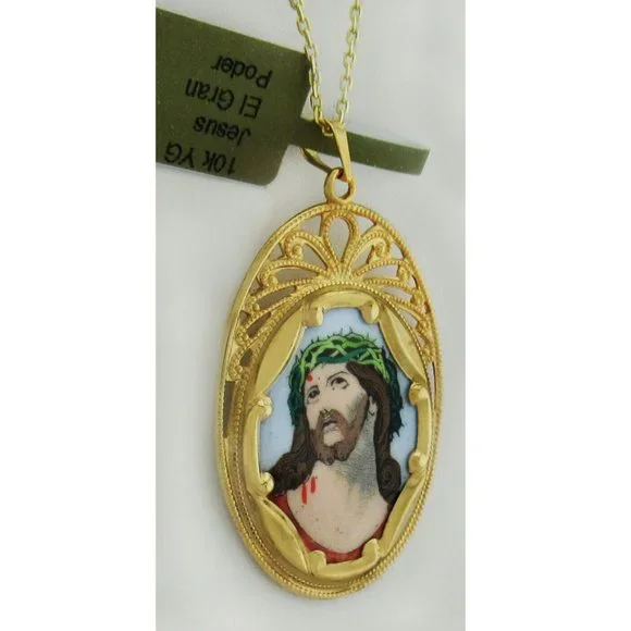 Necklace Catholic Christian Religious Jewelry Medal Pendant JESUS GRAN PODER